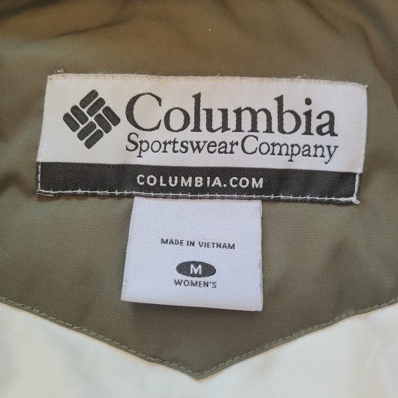 Columbia Army Green Down Feather Winter Removable Hood Puffer Jacket Sz. M - Picture 9 of 11